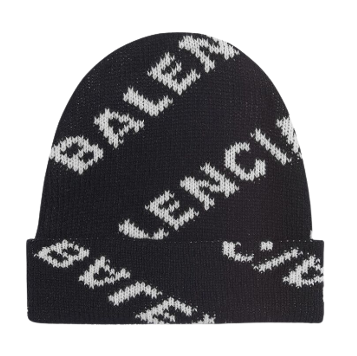 Balenciaga Allover Black Logo Beanie