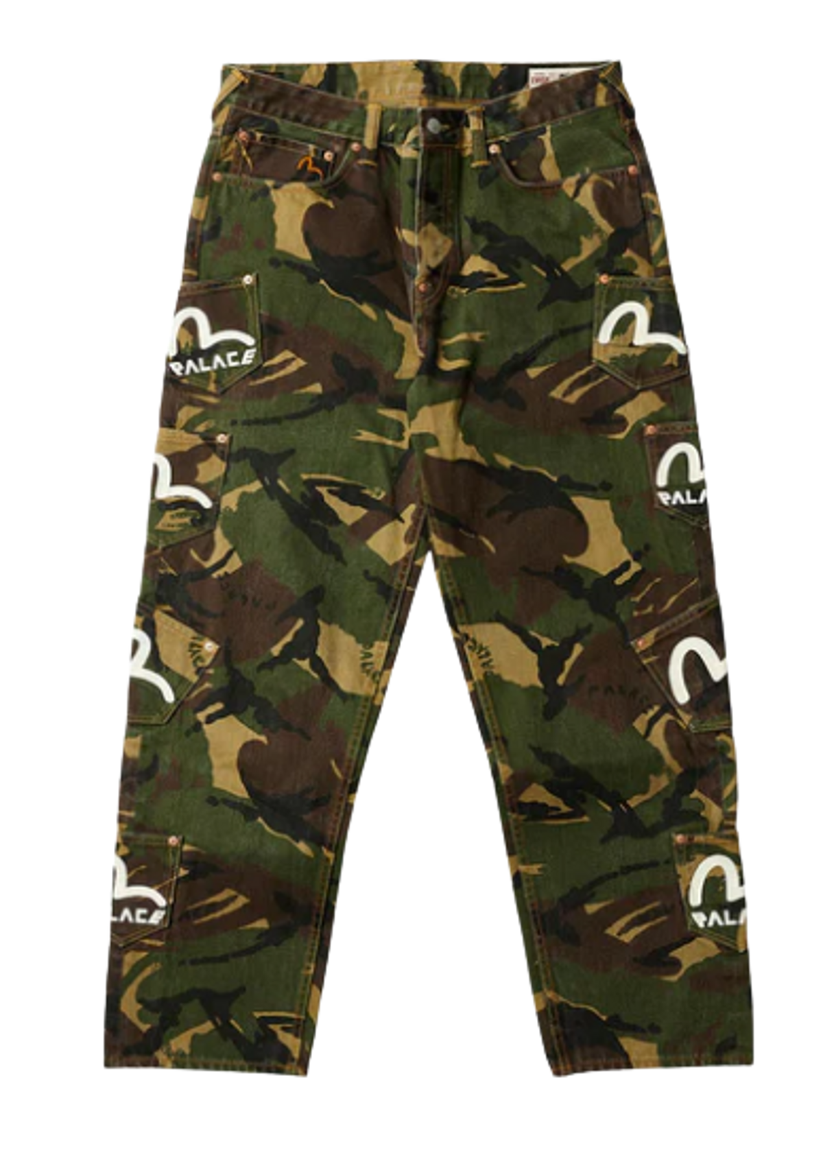 Palace × Evisu Multi-Pocket Camouflage Print Regular Fit Jeans