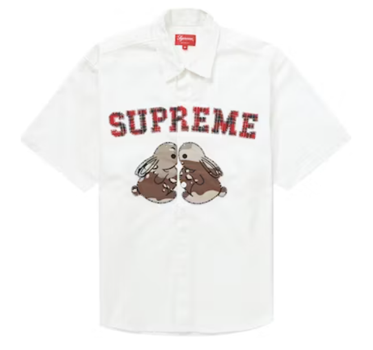 Supreme White Bunnies Short Sleeve Work Shirt