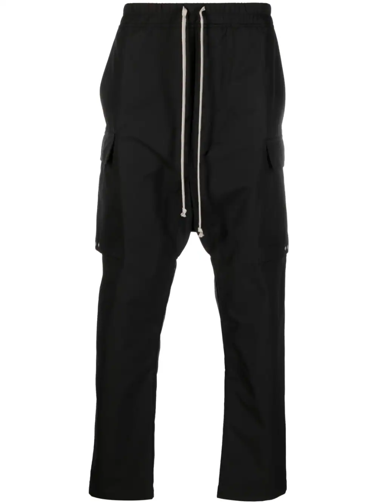Rick Owens Black Stretch-Cotton Drop-Crotch Trousers