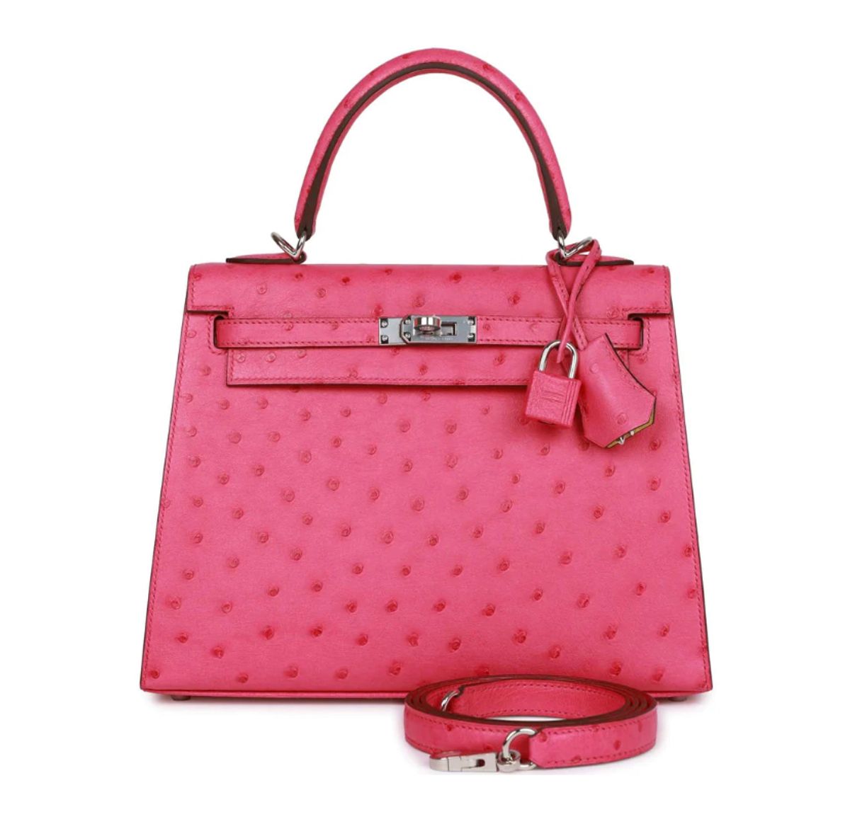 Hermes Kelly Sellier Rose Tyrien Verso Palladium Bag