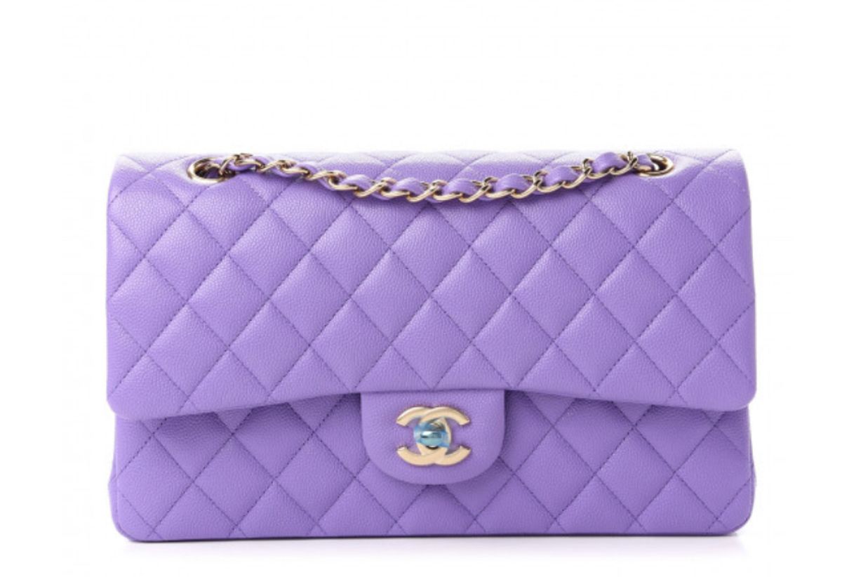 Chanel Caviar Quilted Medium Double Flap Purple