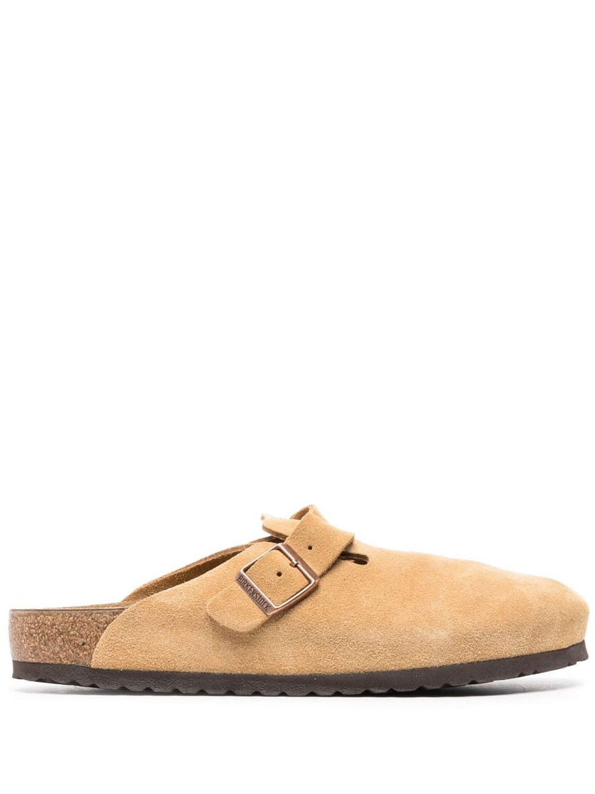 Birkenstock Boston Suede Slides In Neutrals