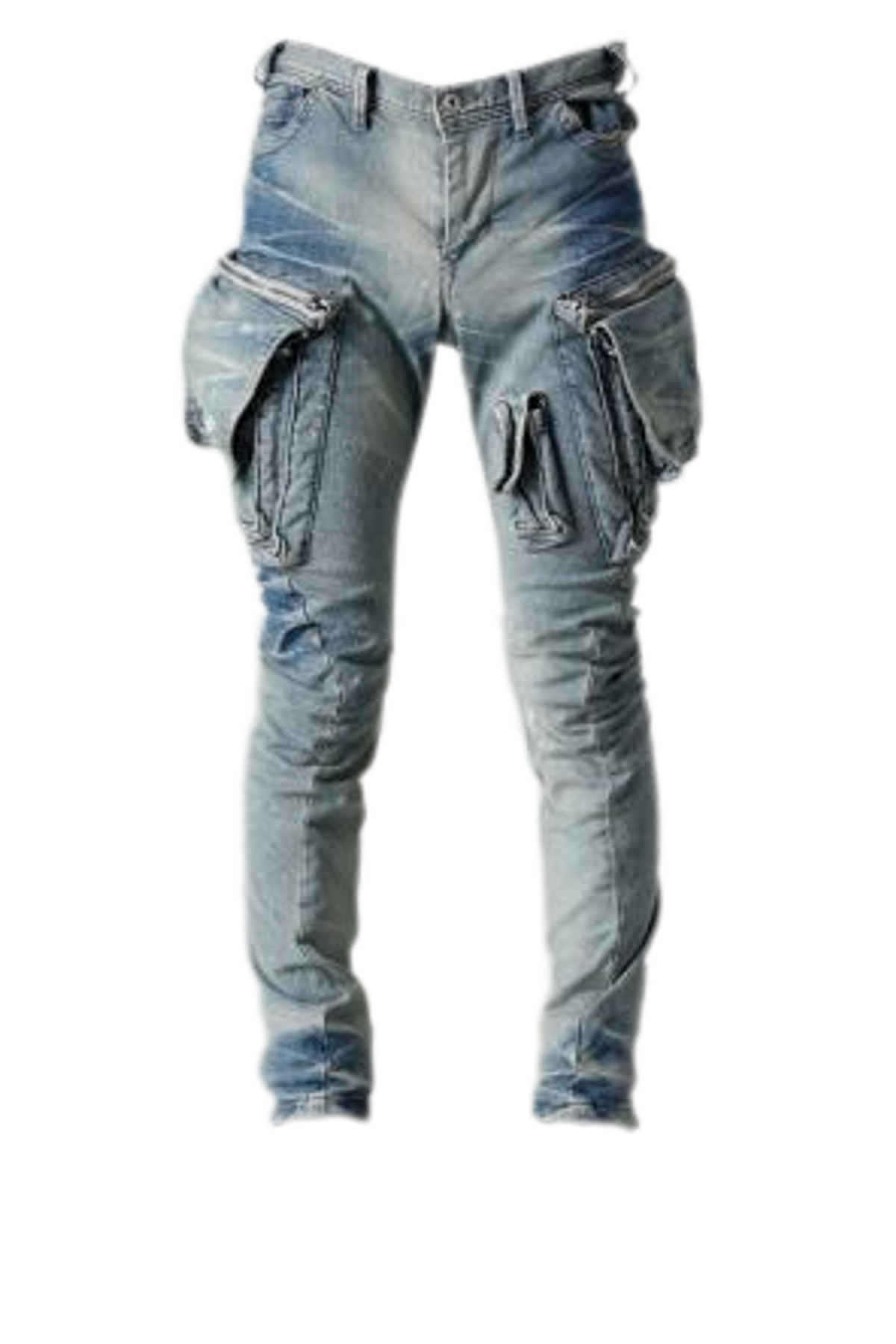 Julius Indigo Damage Denim Cargo Pants