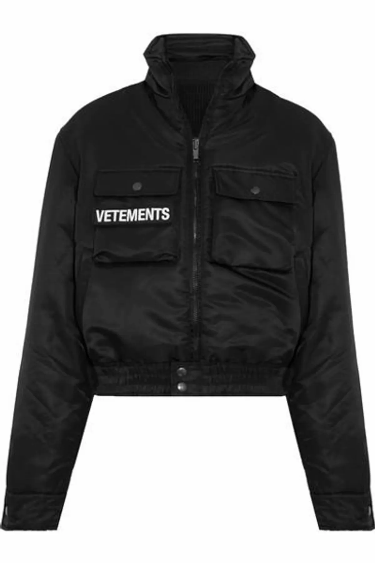 Vetements Reversible Embroidered Shell And Wool-blend Bomber Jacket In Black