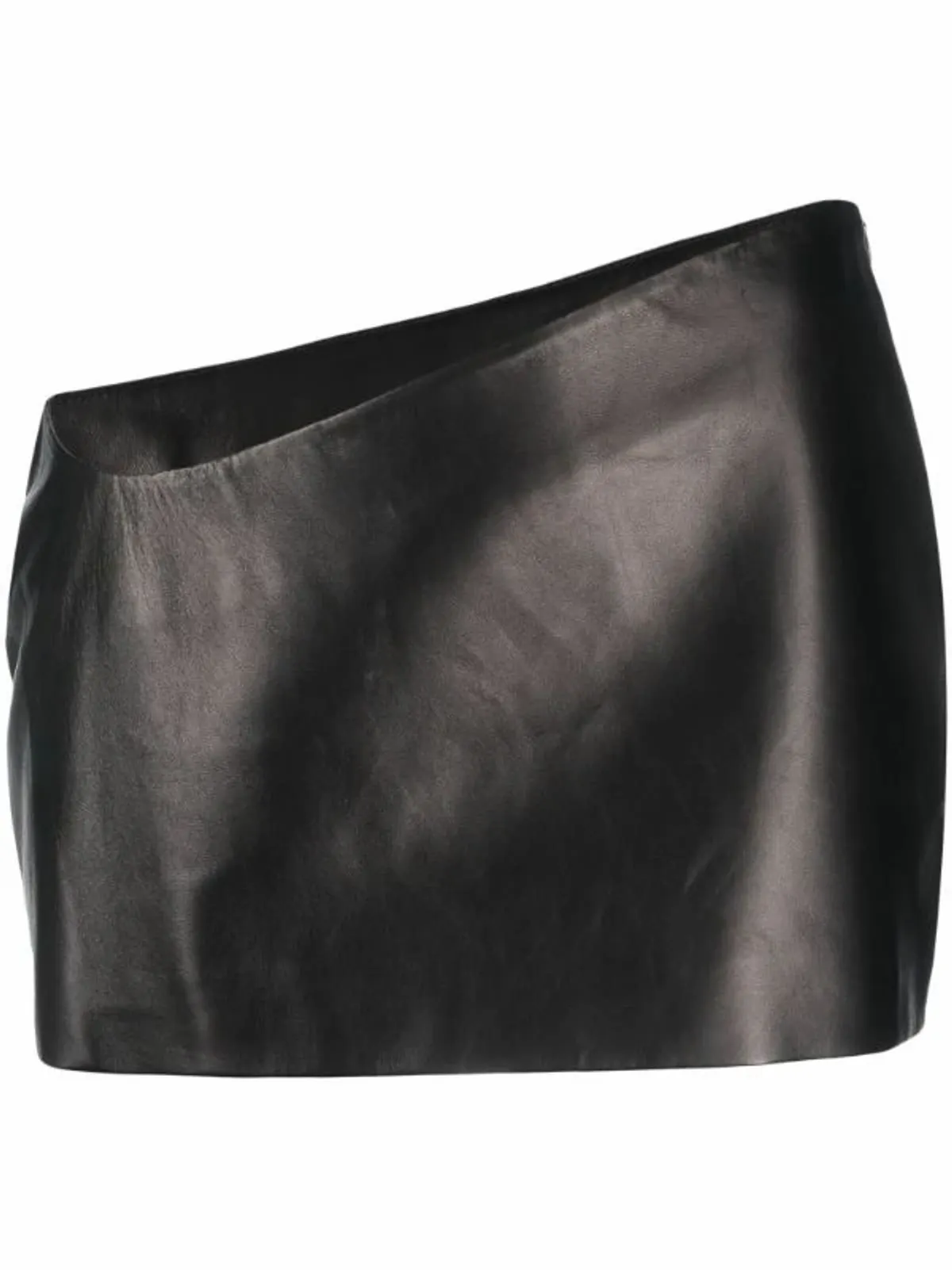 Monot Asymmetric Leather Miniskirt