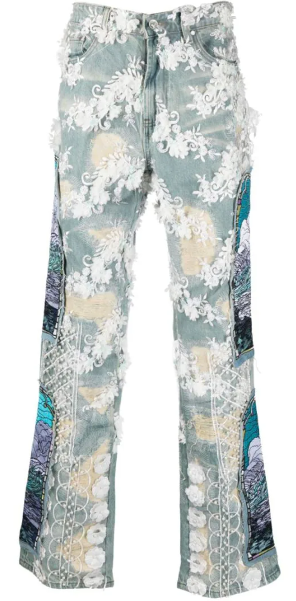 Who Decides War Appliqué-Detail Straight-Leg Jeans
