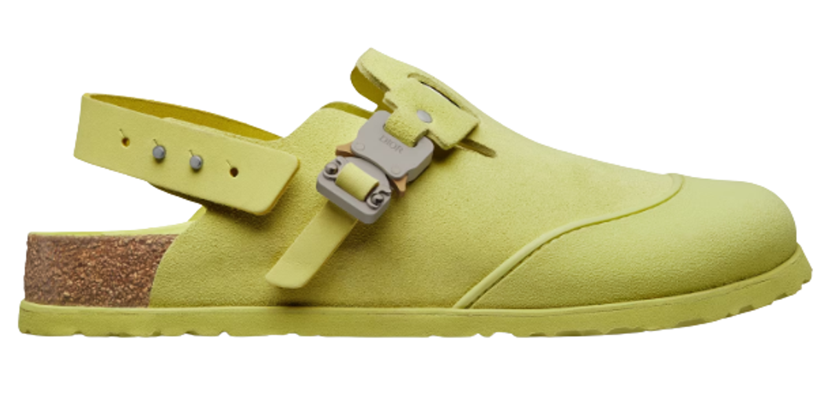 Dior × Birkenstock Pastel Yellow Nubuck Calfskin Mule
