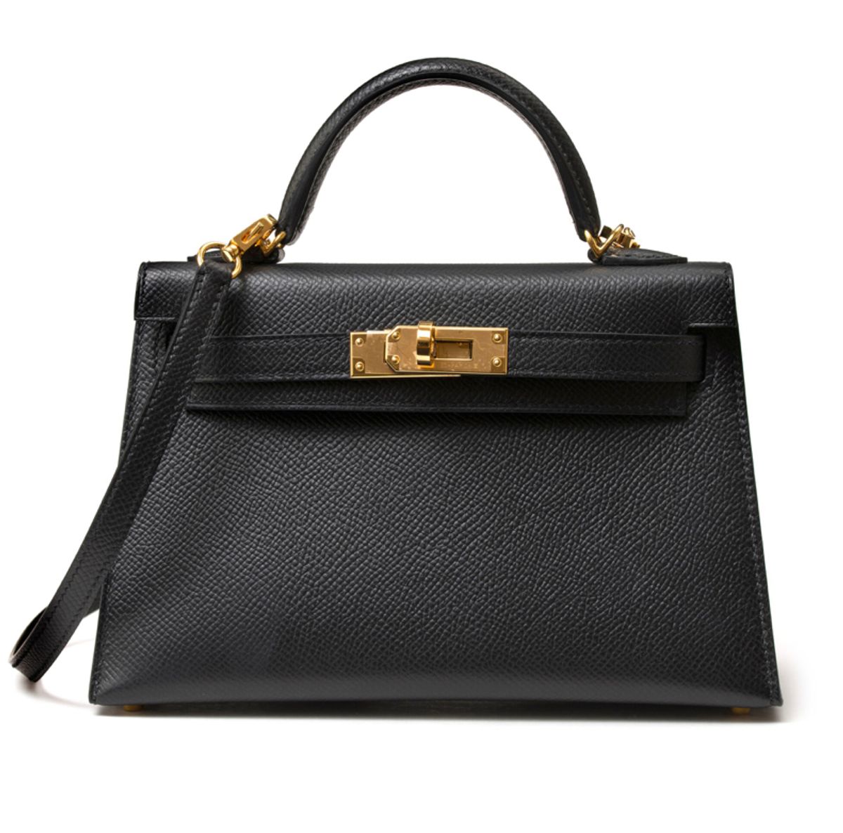 Hermes Noir Epsom Sellier Kelly Mini Bag
