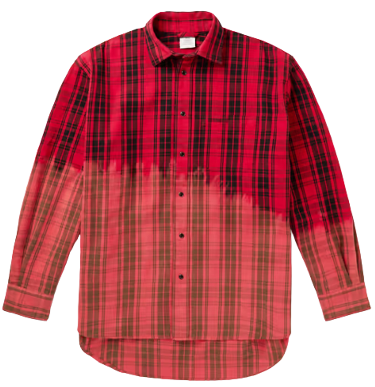 Vetements Red Bleached Checked Cotton-Blend Flannel Shirt