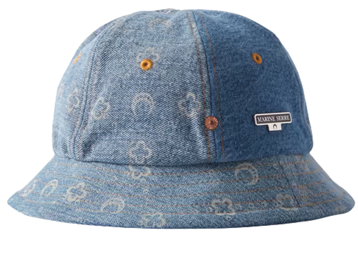 Marine Serre Panelled Monogrammed Denim Bucket Hat