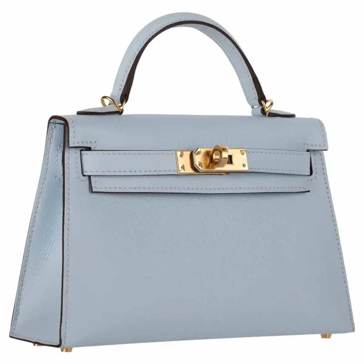 Hermes Mini Kelly II Blue Brume Epsom Leather Bag