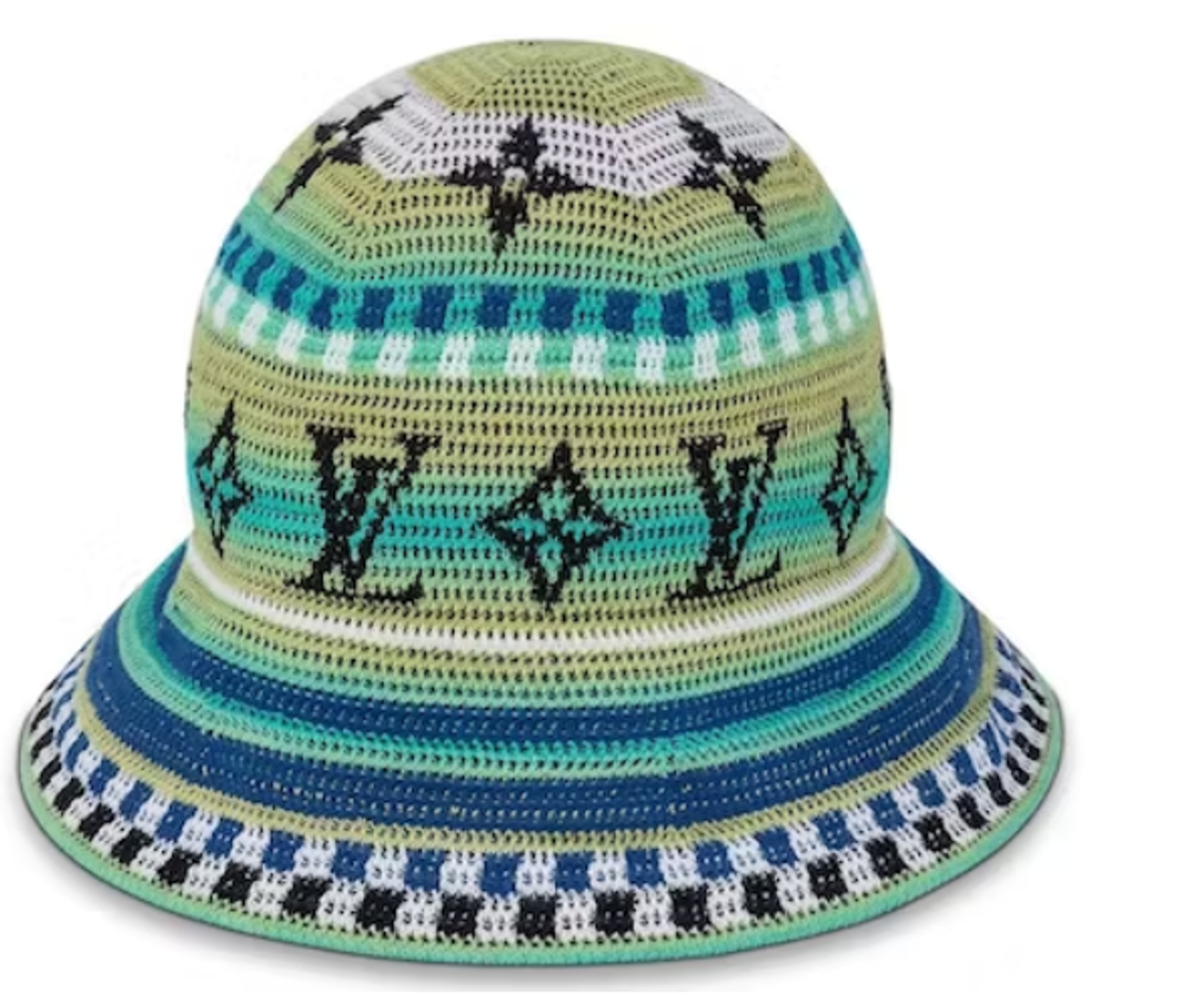 Louis Vuitton Blue Lv Crochet Stripes Straw Hat