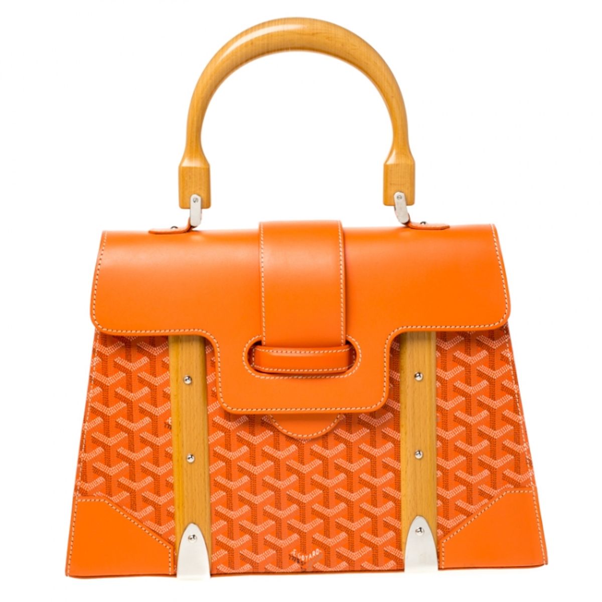 Goyard Orange Coated Canvas Leather Saigon Top Handle Bag