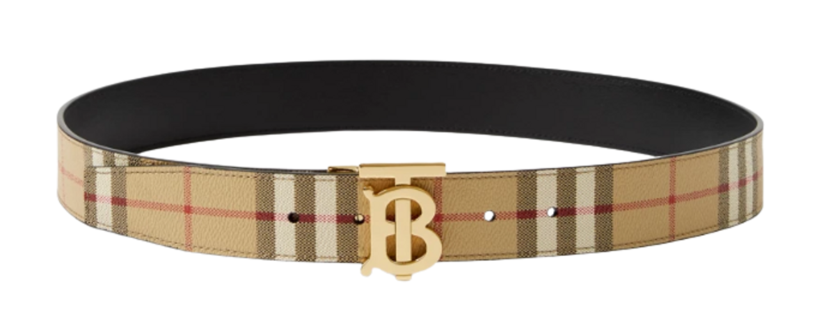 Burberry Check Leather Reversible Tb Belt