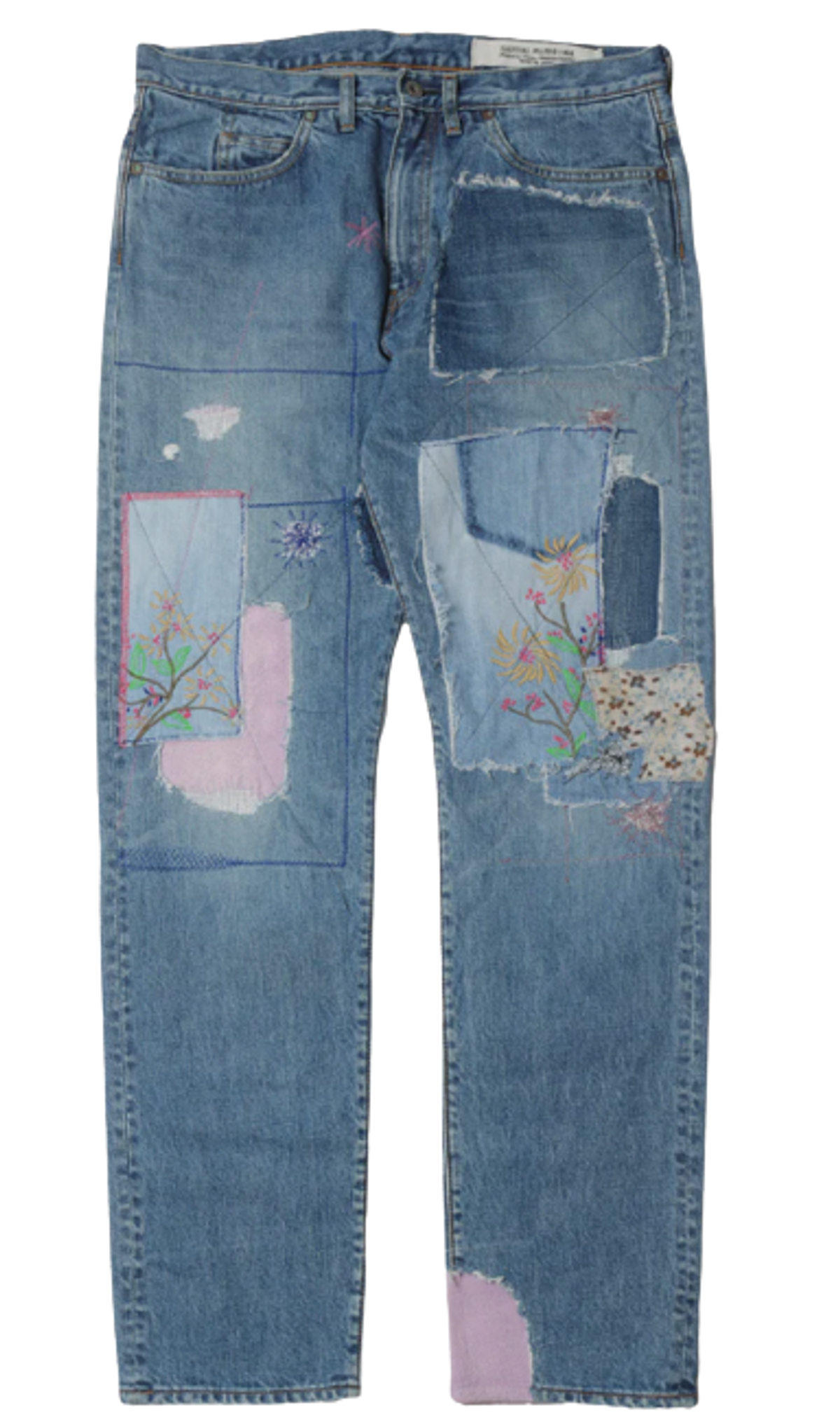 Kapital Distressed Embroidered Jeans