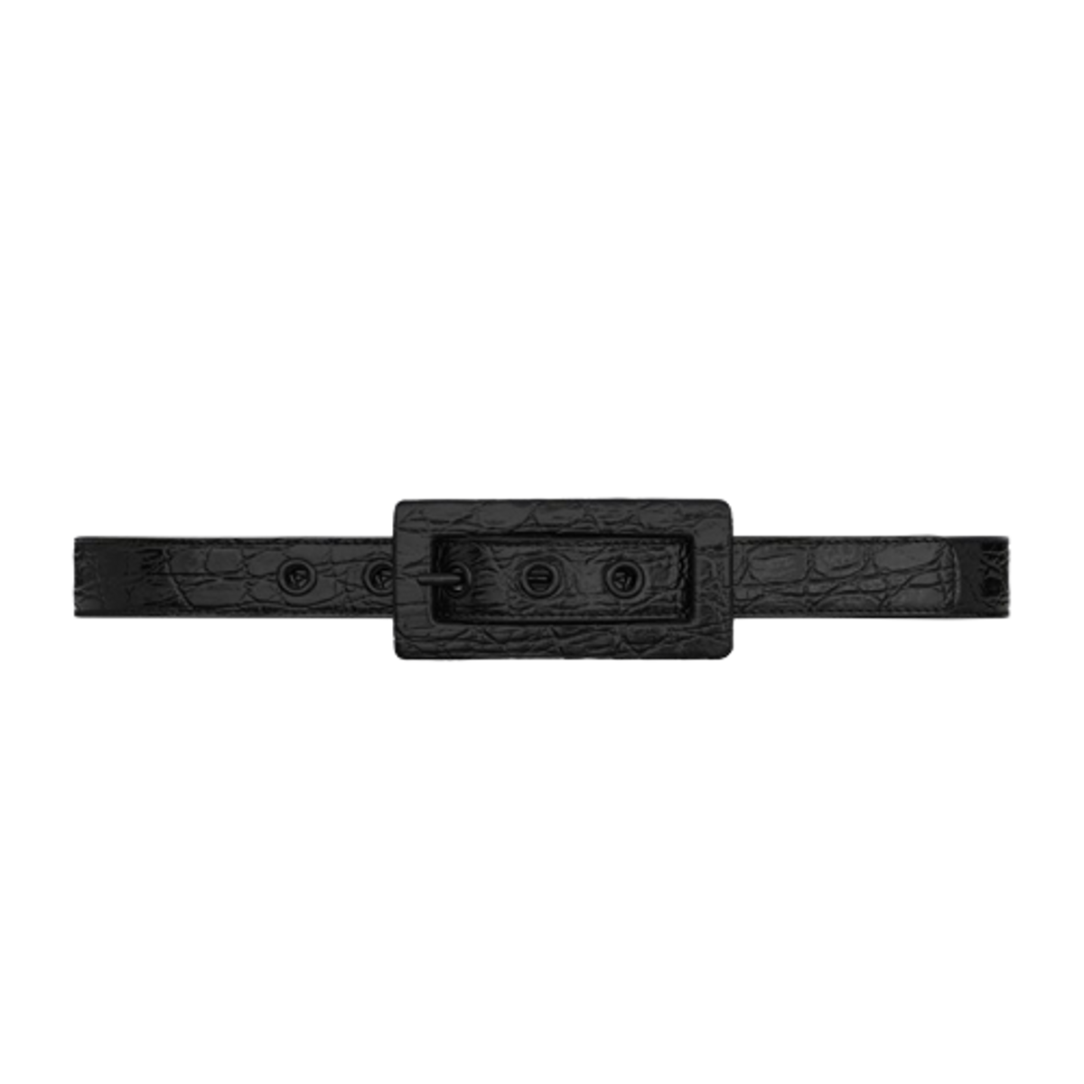 Saint Laurent Rectangular Crocodile-Embossed Belt