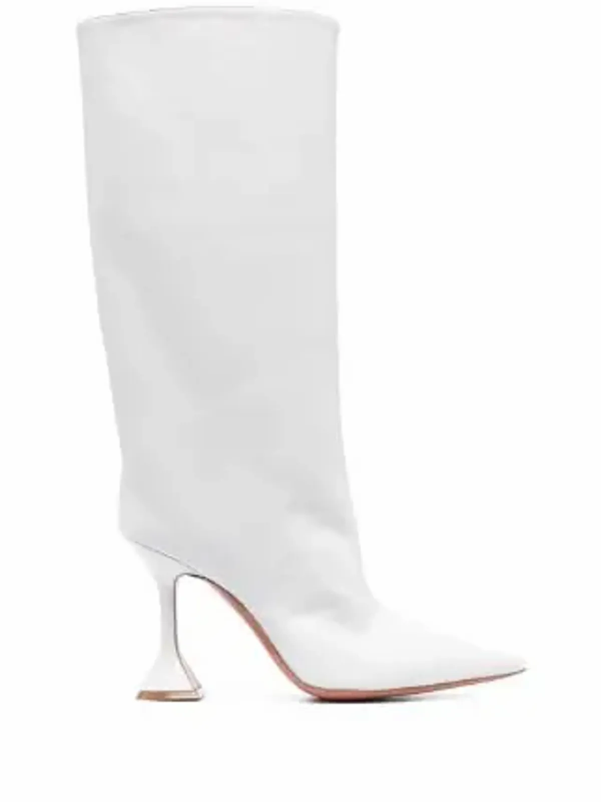 Amina Muaddi Fiona Leather White Boots