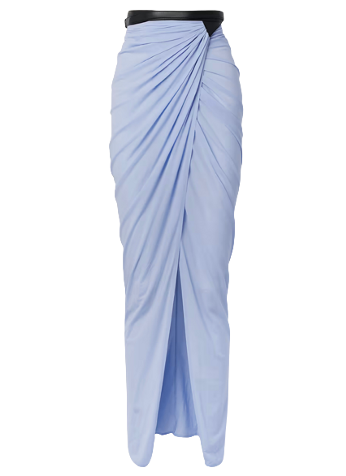 Alaïa Gathered Leather-Trimmed Maxi Wrap Skirt
