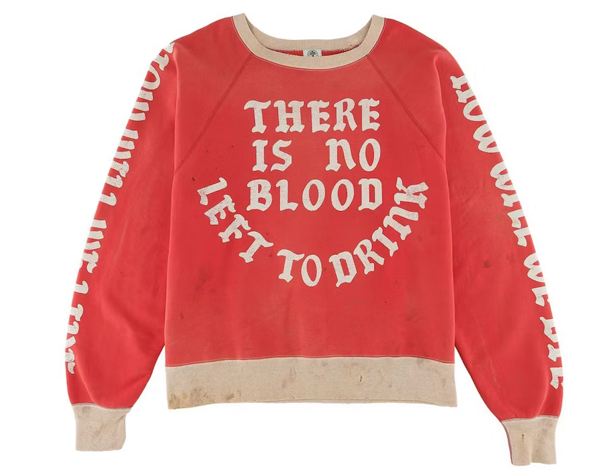 Saint Michael Printed Distressed Cotton Sweatshirt