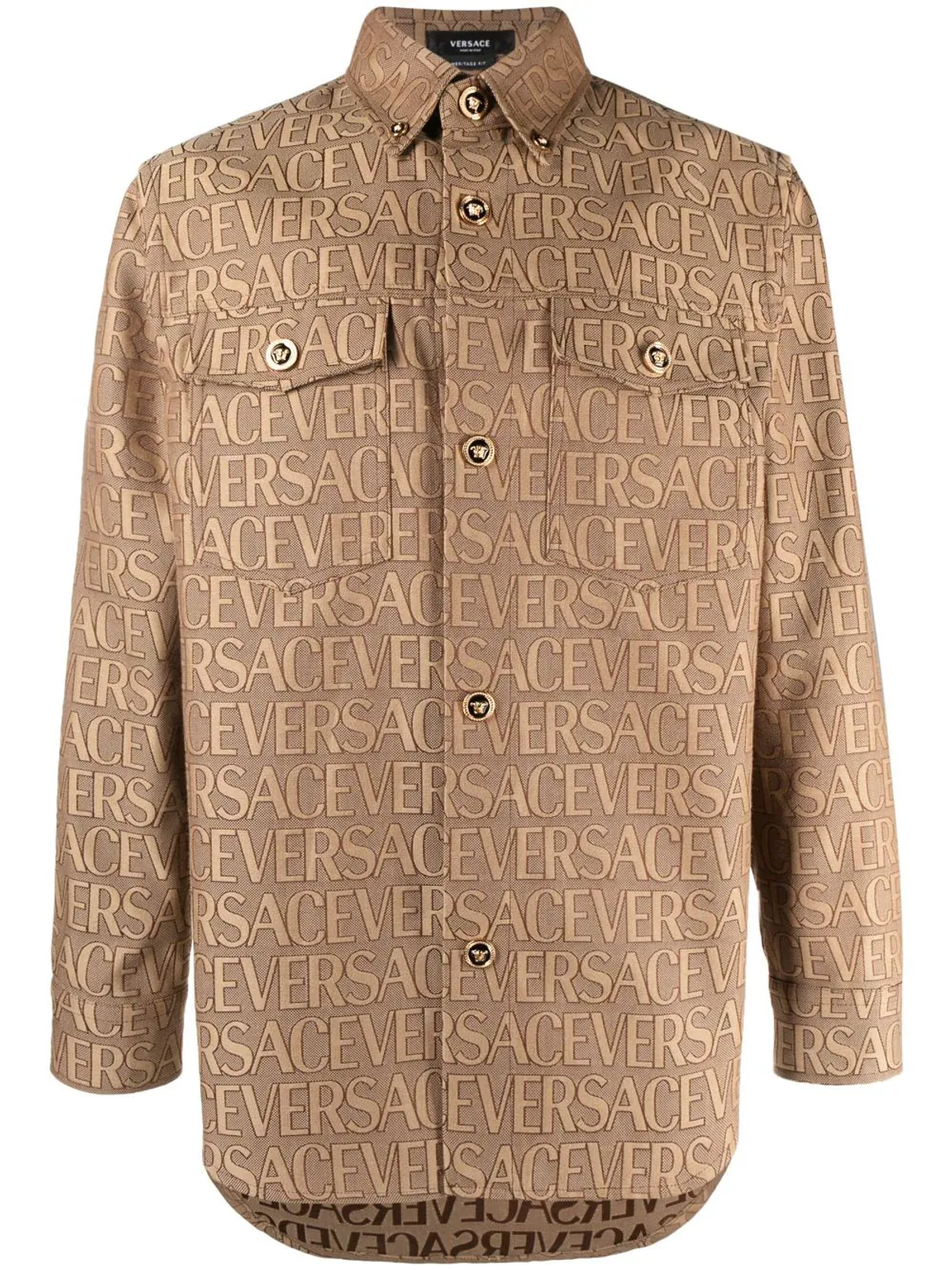 Versace Brown Allover-Jacquard Shirt