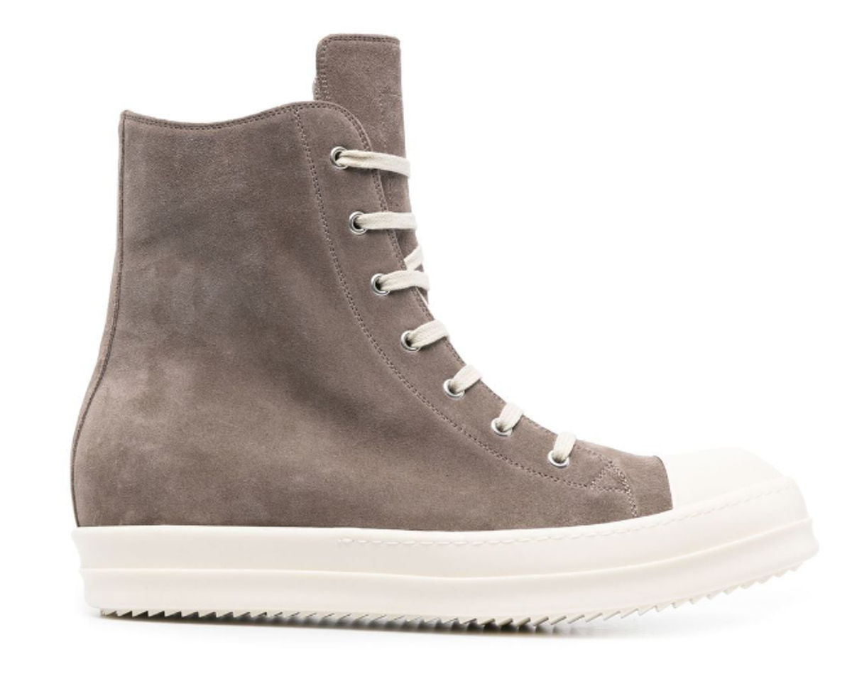 Rick Owens Brown High-Top Suede Sneakers