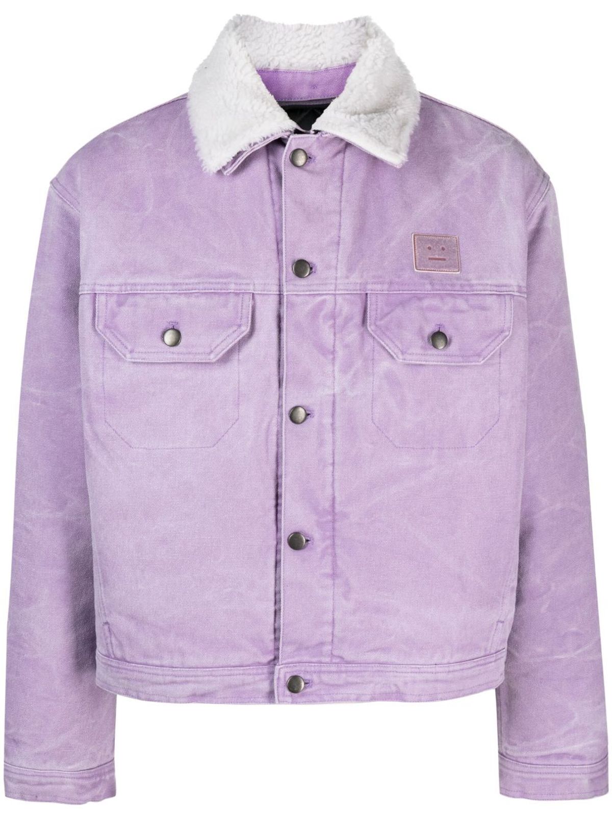 Acne Studios Faux Fur-Trimmed Smoky Purple Denim Jacket