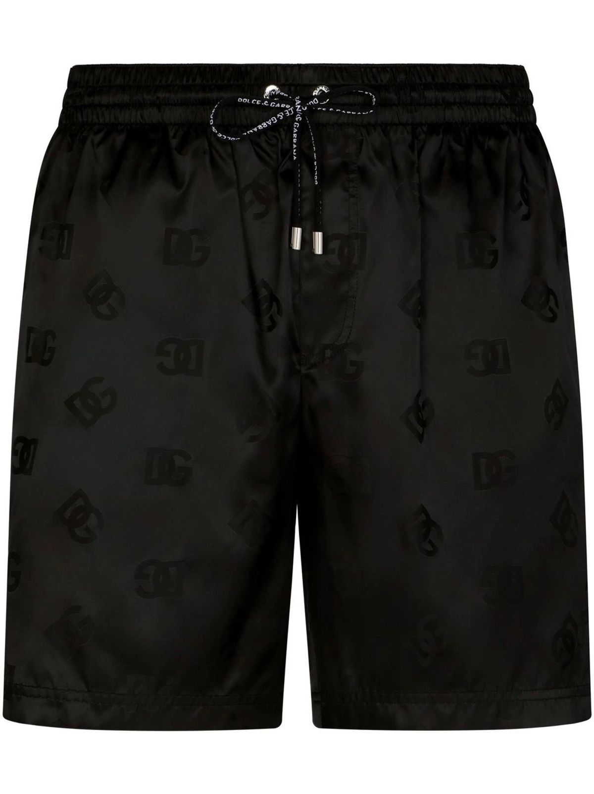Dolce & Gabbana Monogram-Print Black Swim Shorts