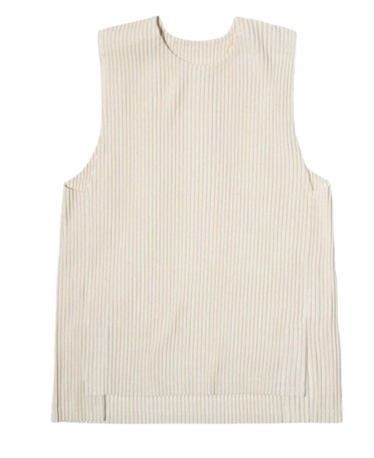 Issey Miyake Ivory Pleated Sleeveless Shirt