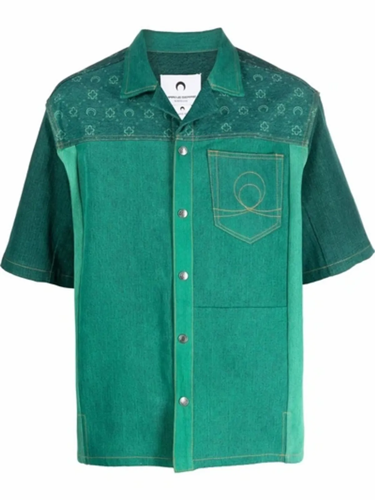 Marine Serre Regenerated Green Denim Moonogram Shirt