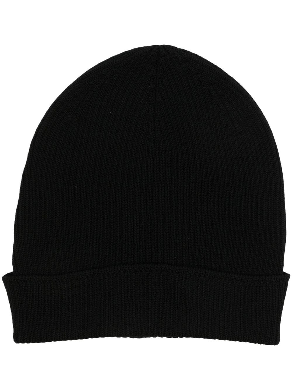 Rick Owens Black Ribbed-Knit Virgin Wool Beanie