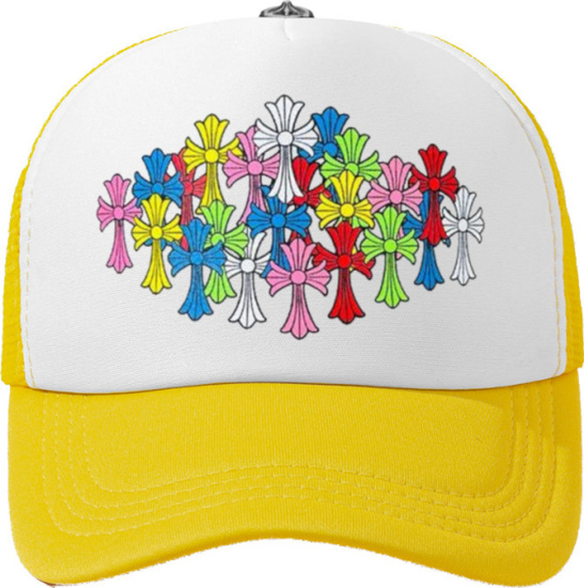 Chrome Hearts Yellow And Multicolor Cross Trucker Hat