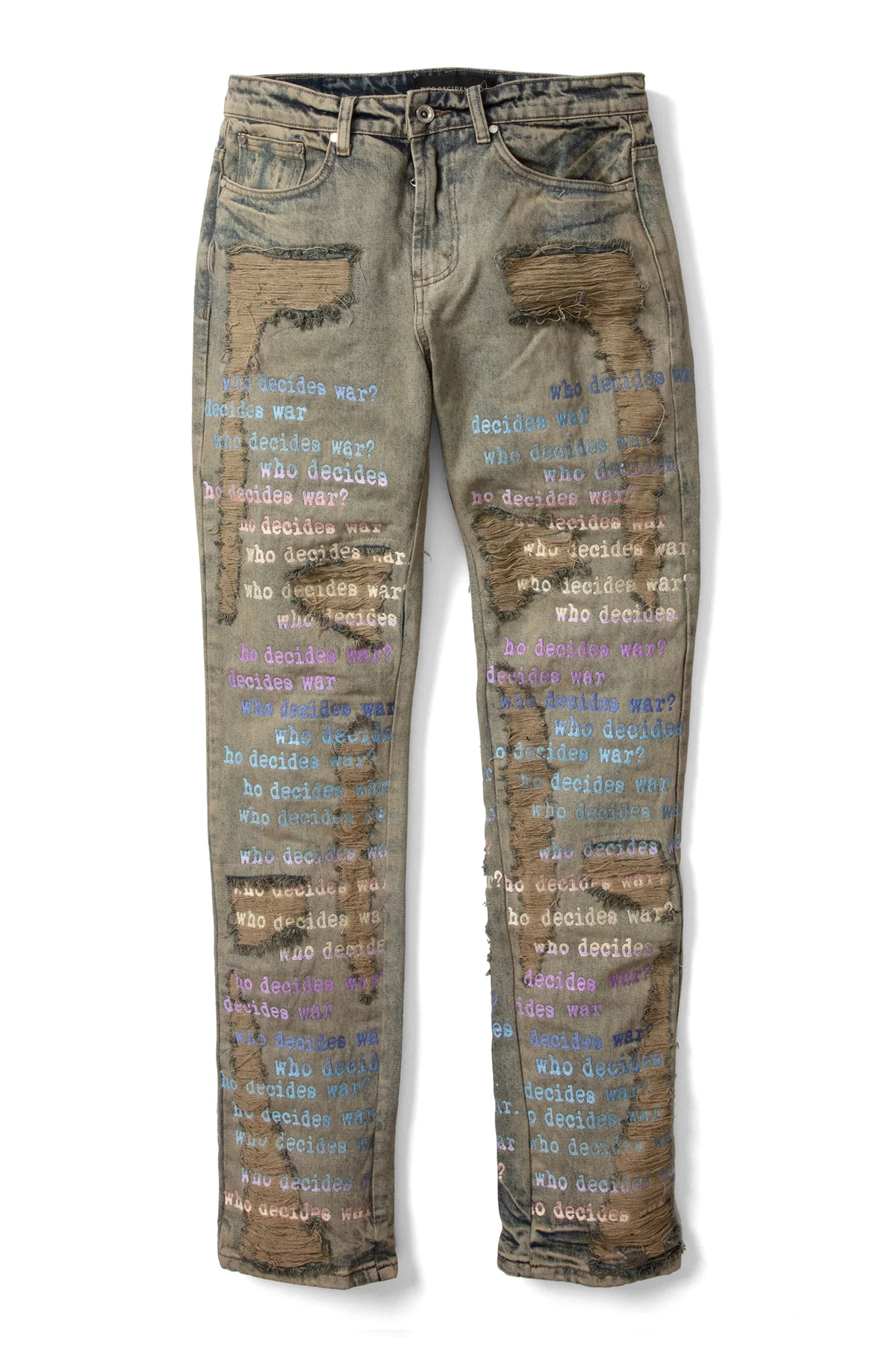 Who Decides War Sand Scripture Denim Jeans