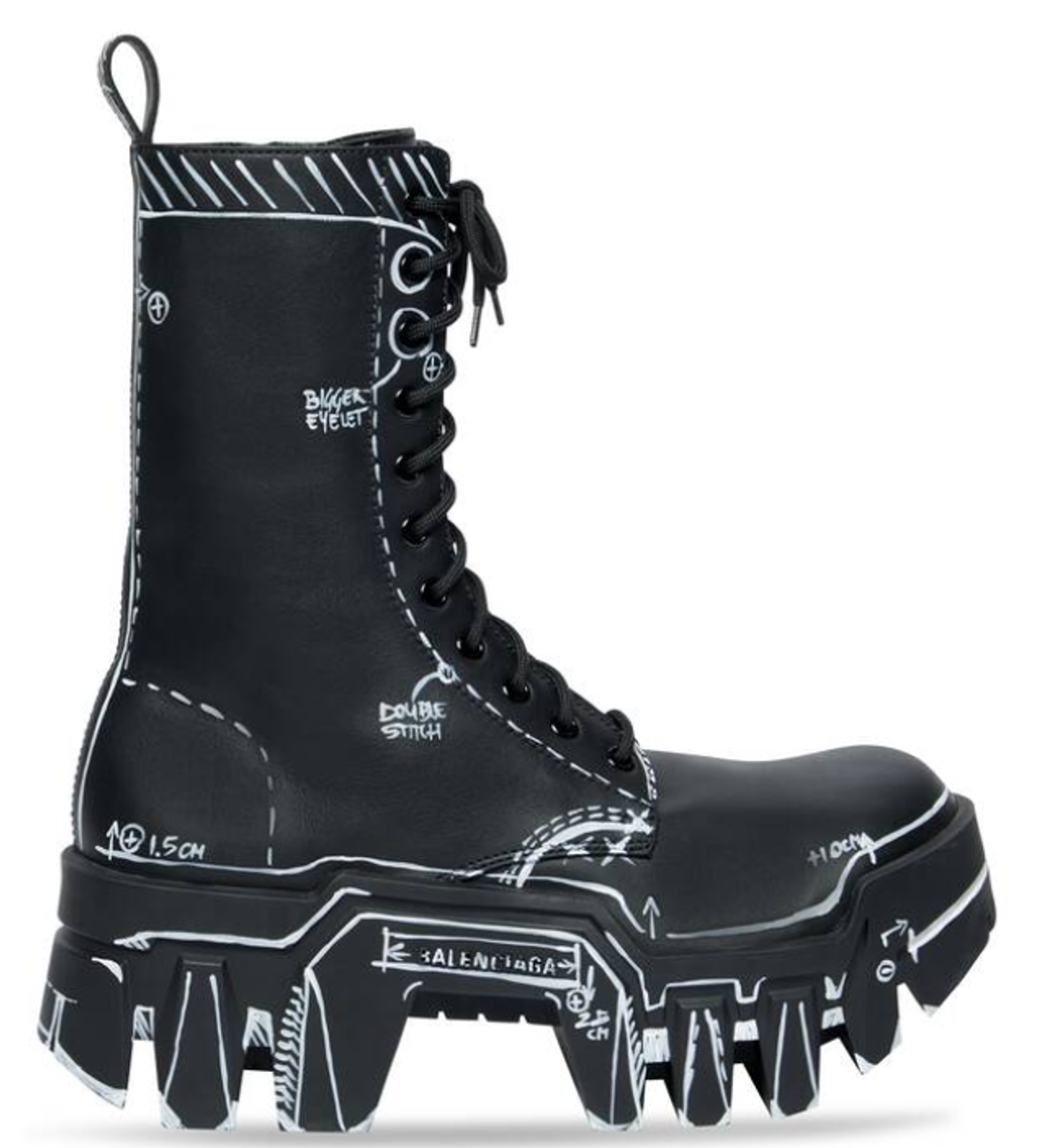 Balenciaga Black Bulldozer Lace-Up Boots