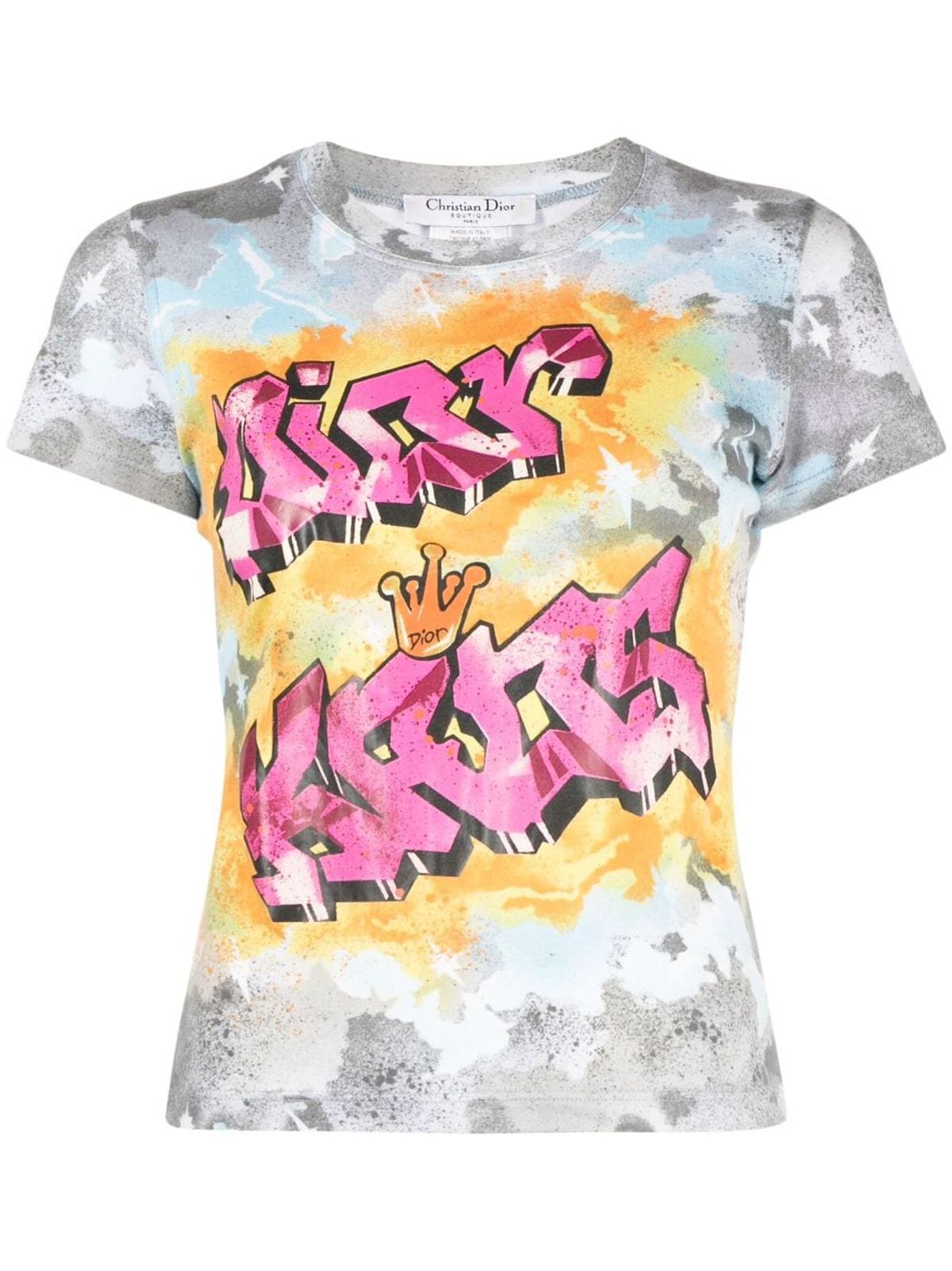 Dior 2000s Kaos Slogan-print T-shirt In Grey