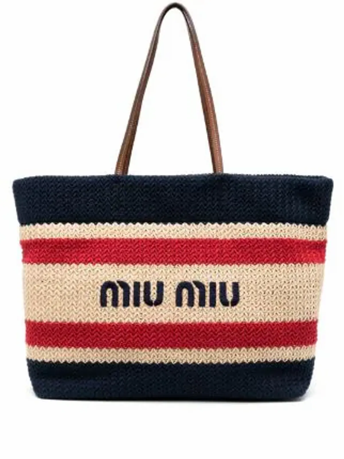 Miu Miu Logo-Embroidered Woven Tote Bag