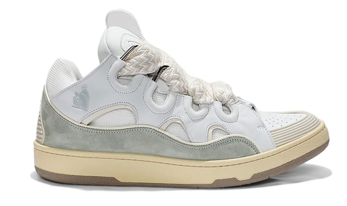 Lanvin White Curb Leather Sneakers