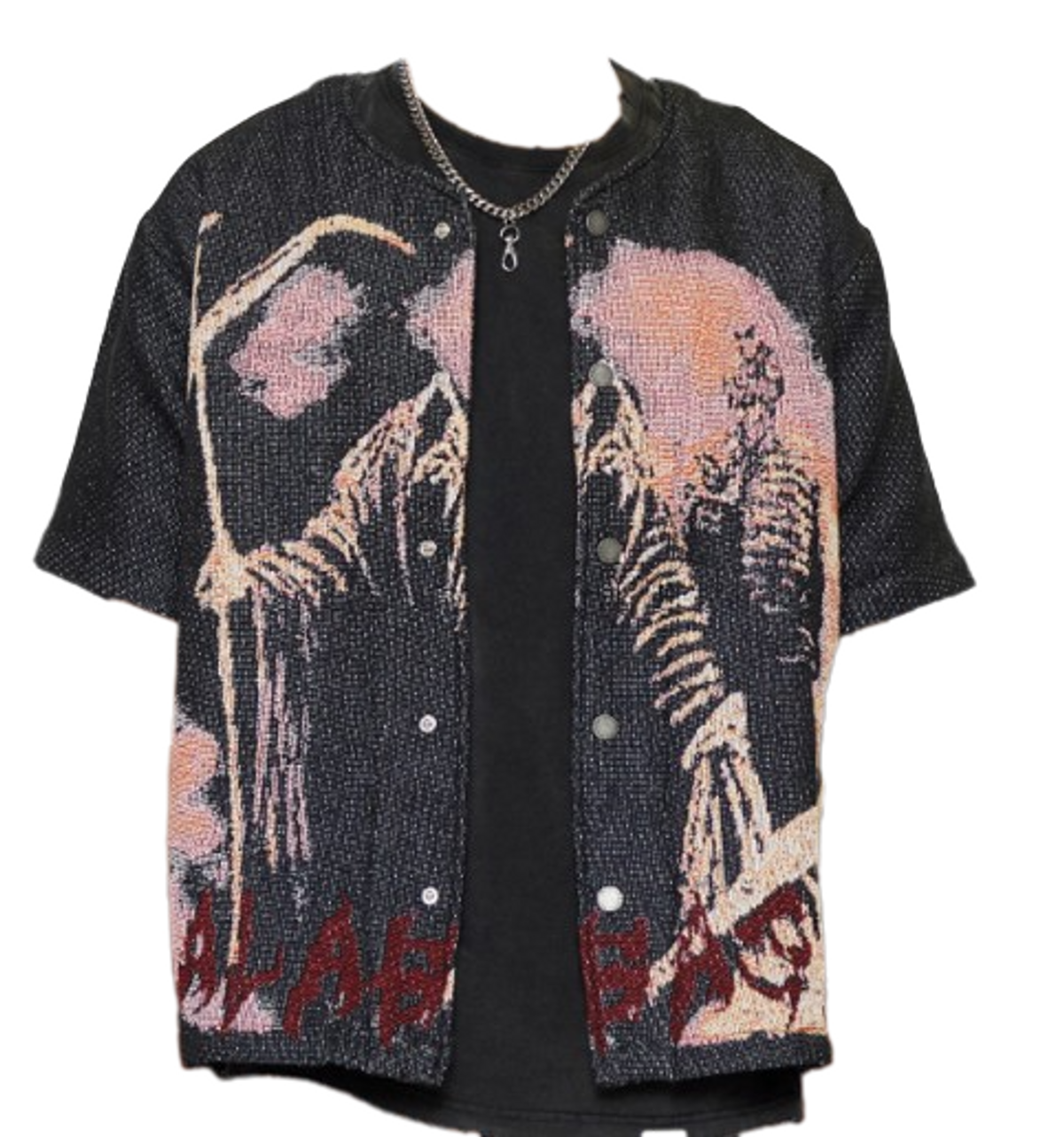 Valabasas Black Button Up Ghost Hand Tapestry