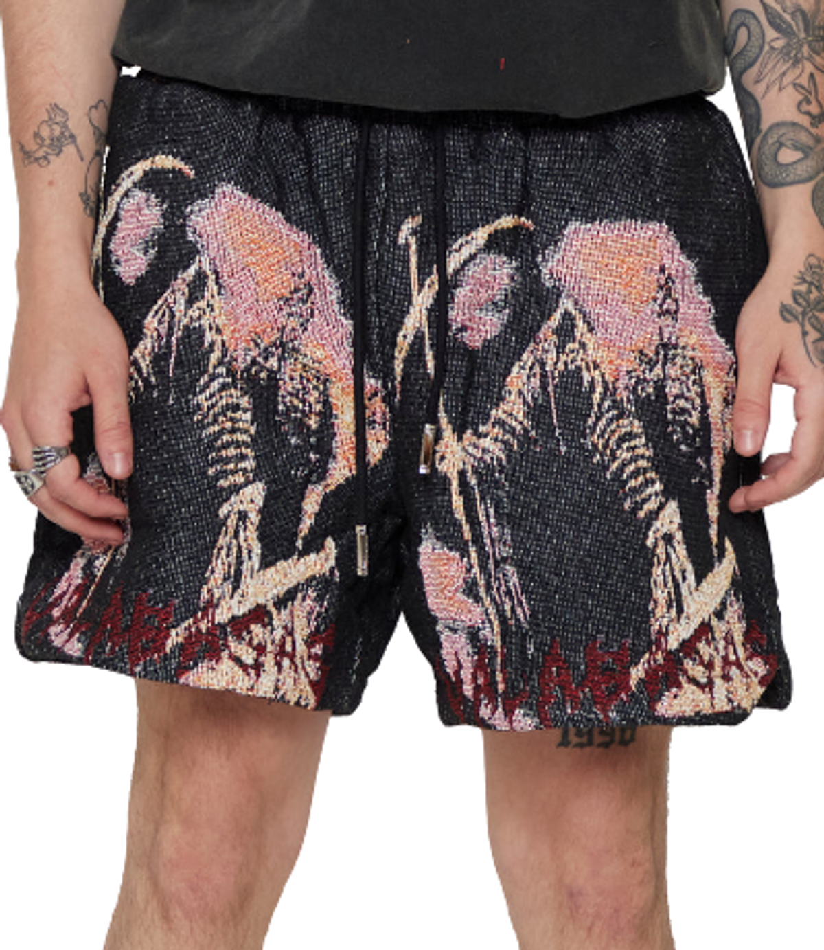 Valabasas Black Ghost Hand Tapestry Shorts