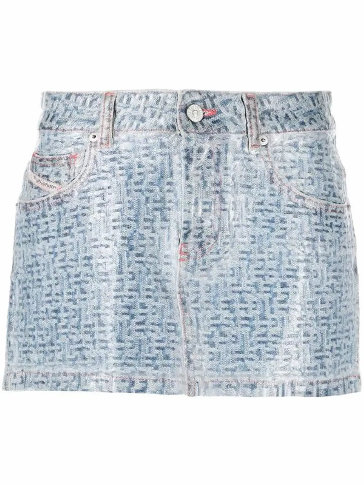 Diesel Printed Denim Light Blue Miniskirt