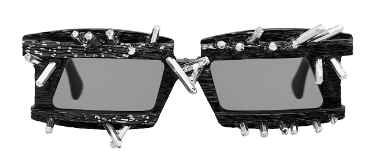 Kuboraum Black Grooved Studded X21 Sunglasses
