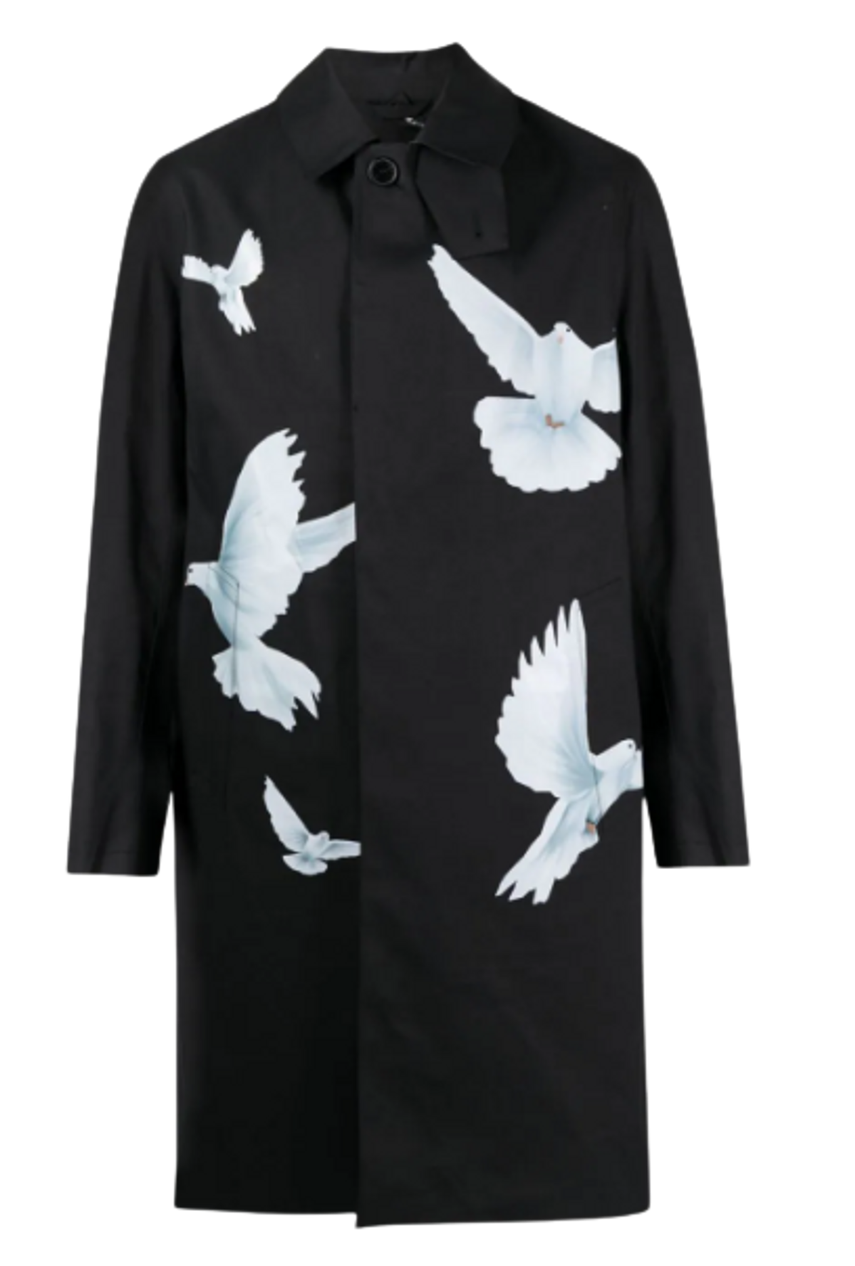 3.Paradis Bird Print Black Cotton Trench Coat
