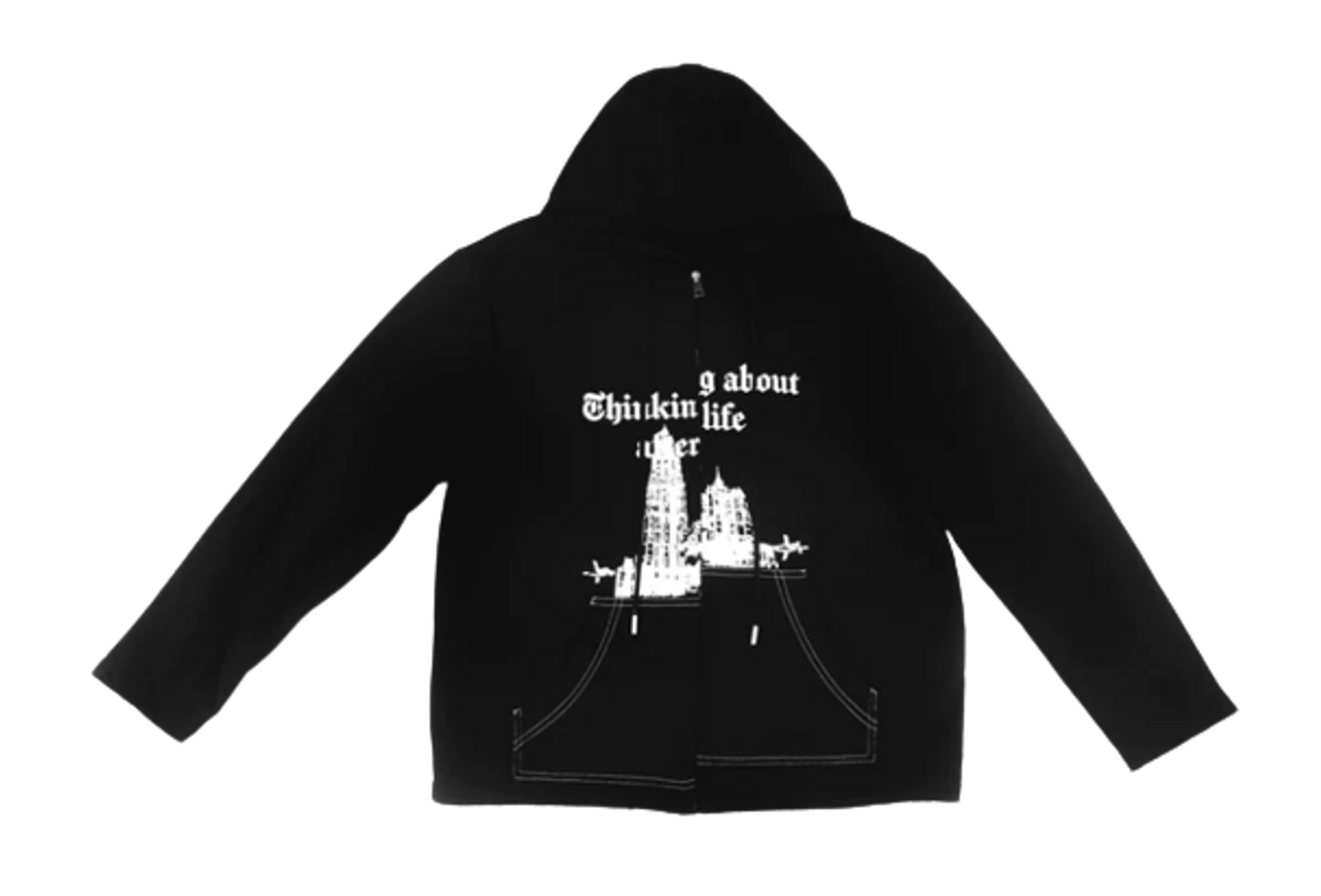 Loose Made Thinking About Afterlife Black Zip Hoodie