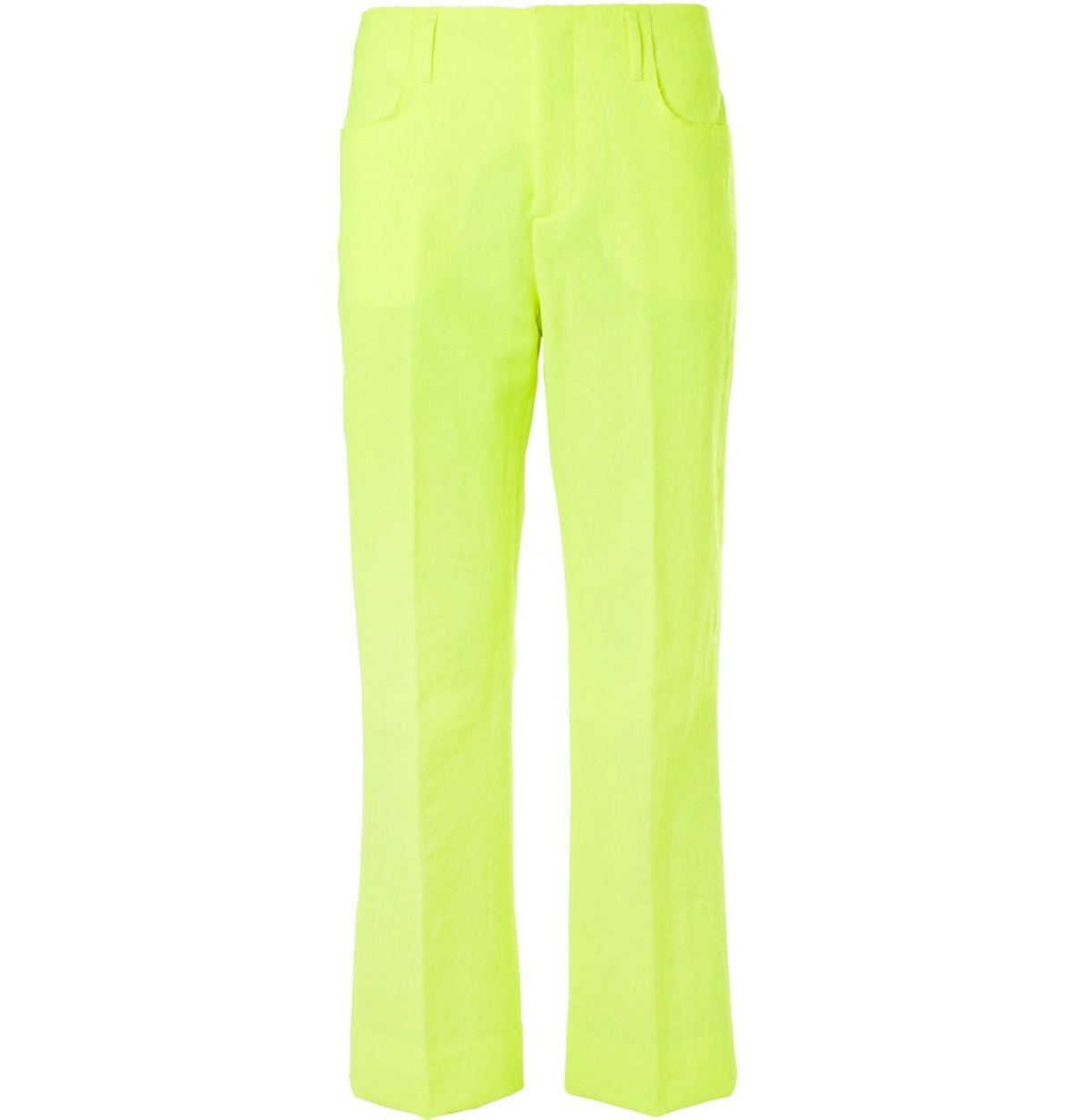 Acne Studios Neon Yellow Loose-Fit Linen-Blend Trousers