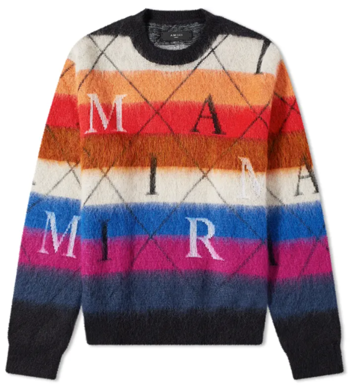 Amiri Argyle Stripe Crew Sweater