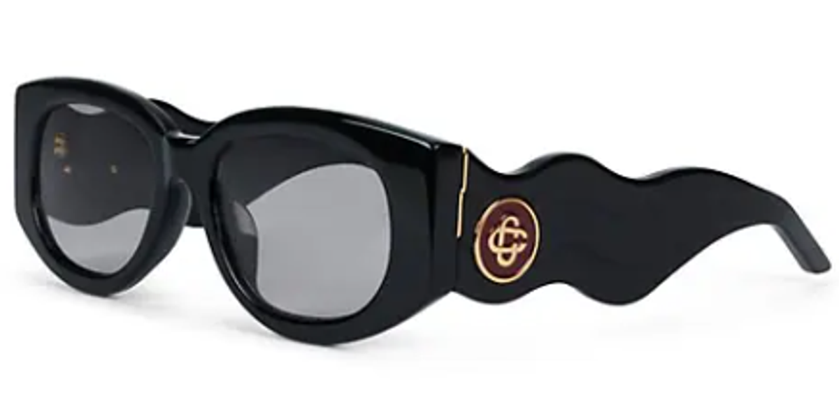 Casablanca Black Acetate And Metal Wave Oval Sunglasses