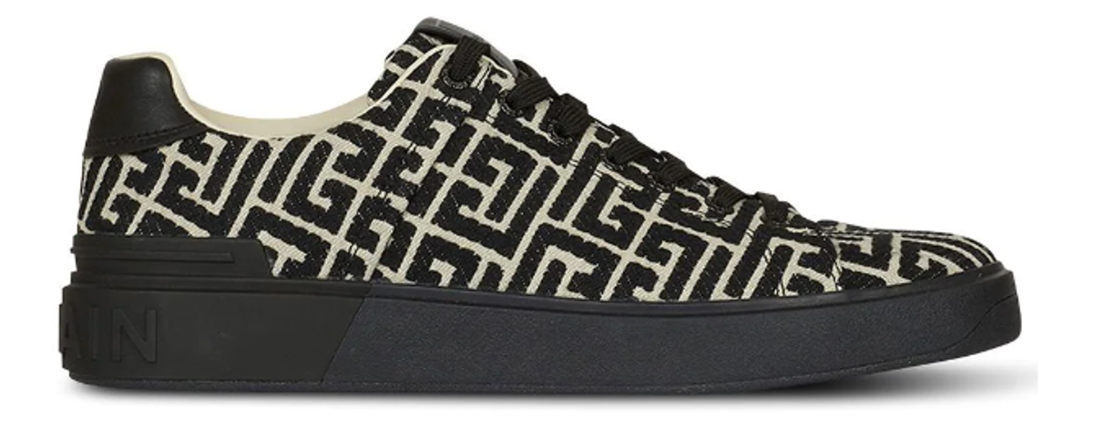 Balmain B-court Gradient Sole Leather Low-Top Sneakers