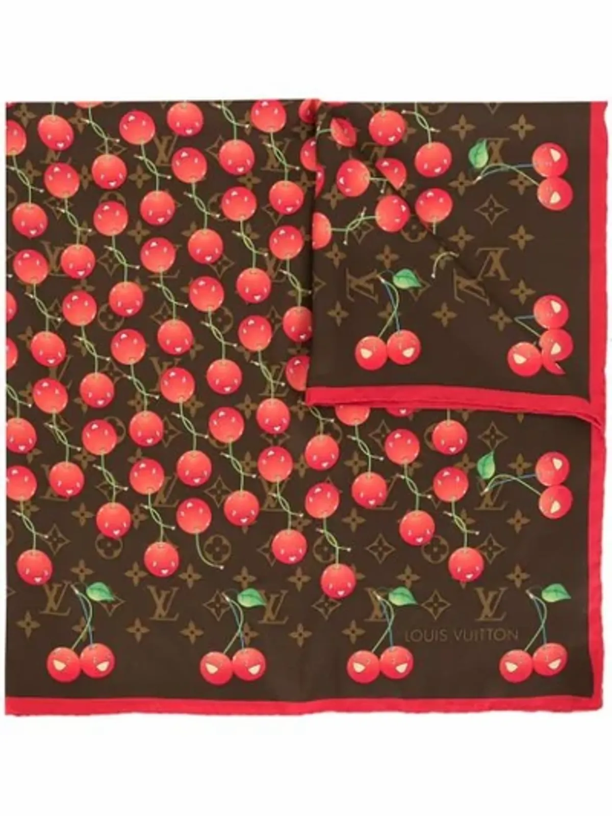 Louis Vuitton × Takashi Murakami Cherry Print Monogram Scarf In Brown