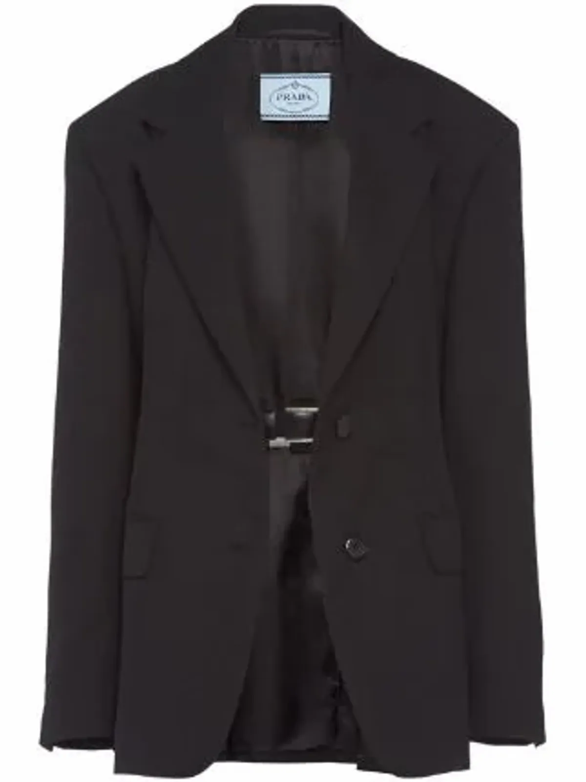 Prada Schwarz Triangle-Logo Tailored Blazer