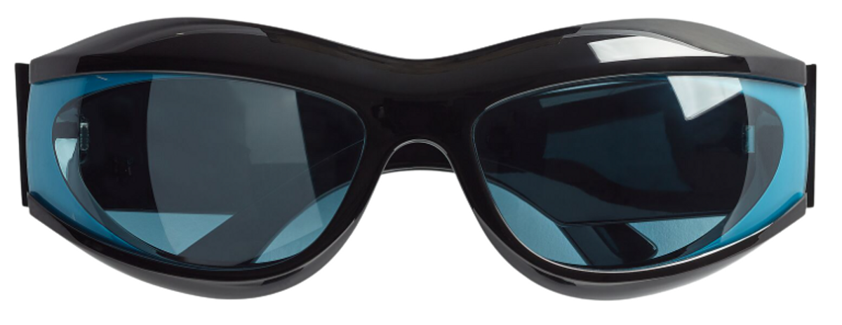 Bottega Veneta Black Cangi Wraparound Injected Acetate Sunglasses